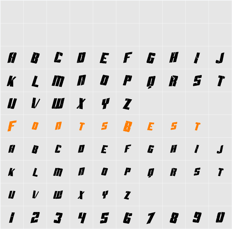 SF Aftershock Debris Condensed Character Map
