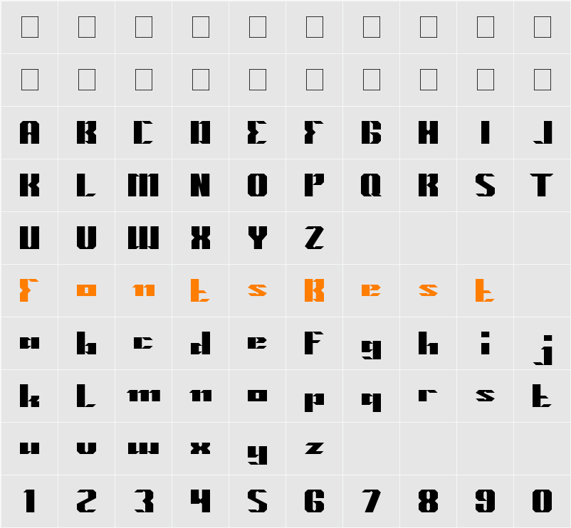 MACHINE GUN Character Map