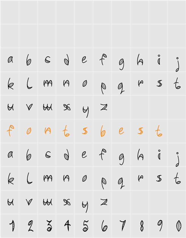 Leafy font Character Map