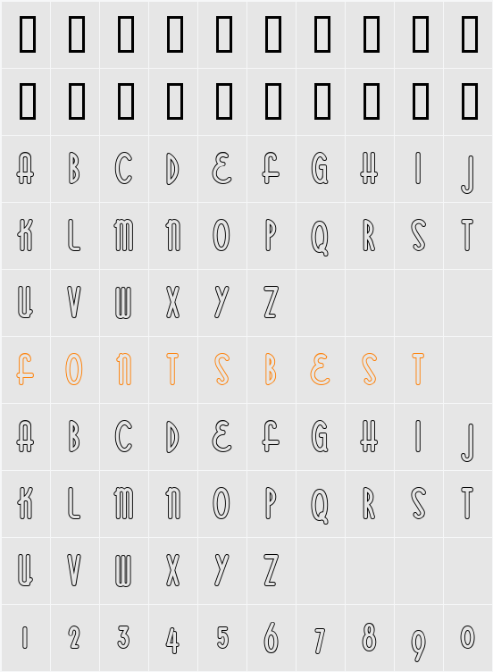Bittersweet Capital Outline Character Map