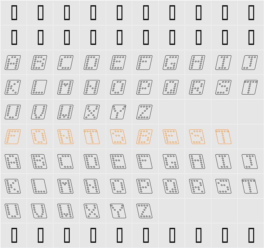 Domino square kursiv omrids Character Map