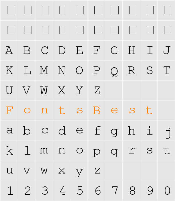 Nimbus Mono URW Character Map