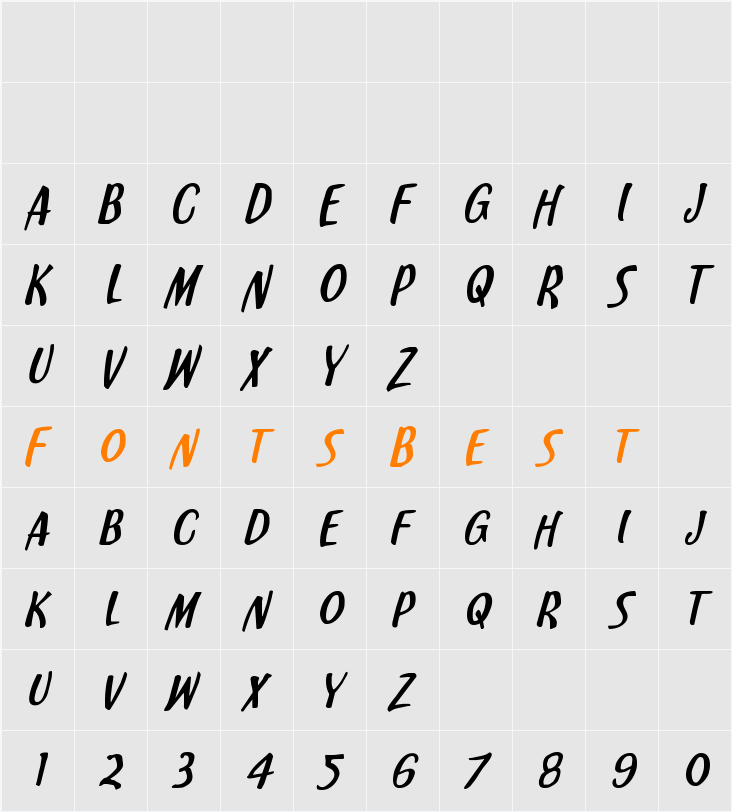 Kennebunkport Expanded Italic Character Map