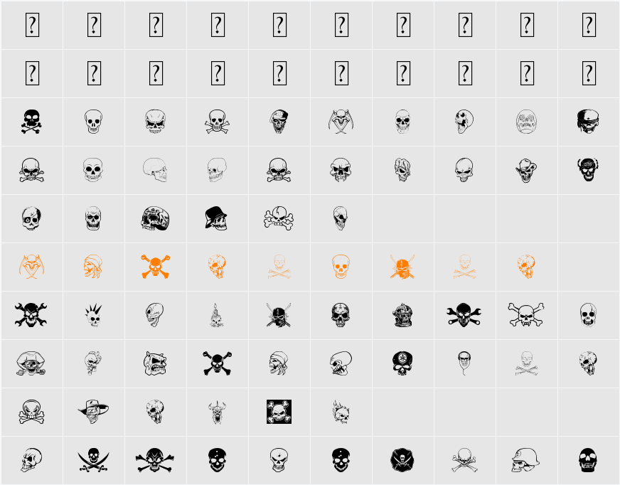 SKULLX Character Map