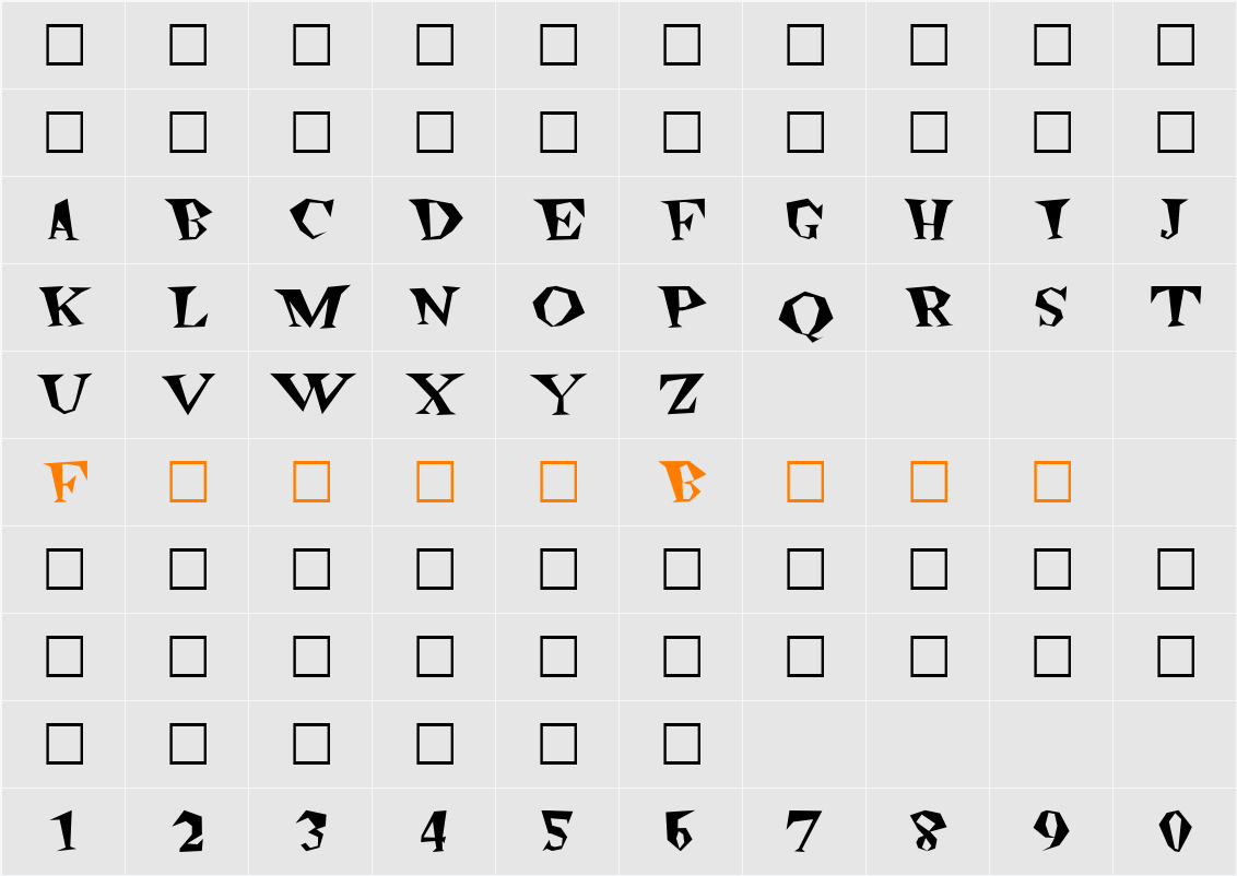 Freakout Character Map