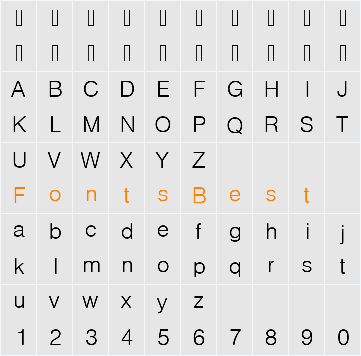 Nimbus Sans Becker TLig Character Map