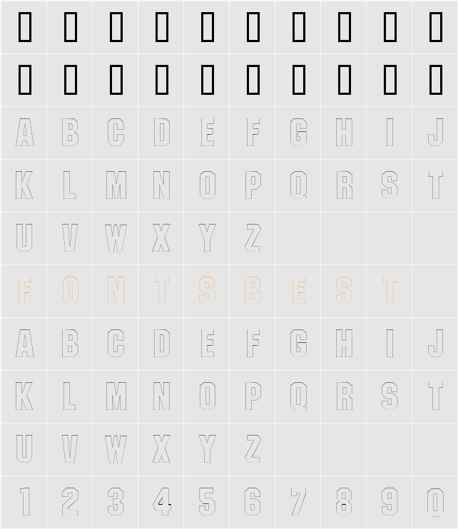 PittsburghOutline Character Map