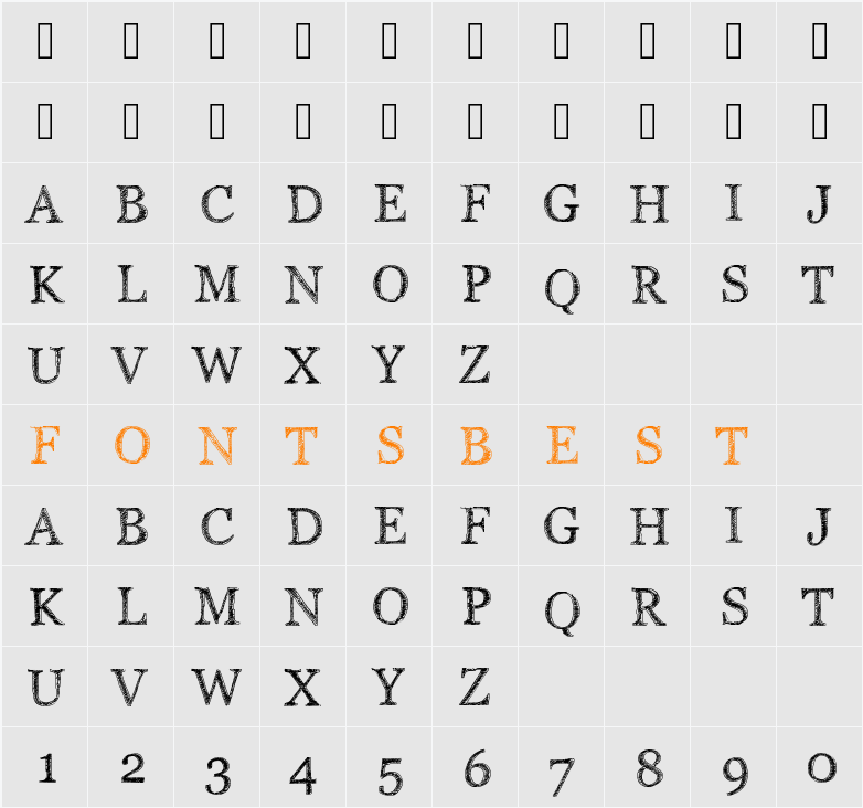 PWSerifScratch Character Map