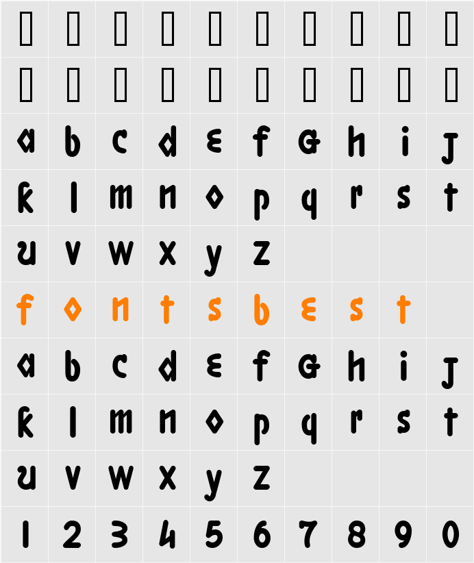 Boston LineBold Aligned Character Map
