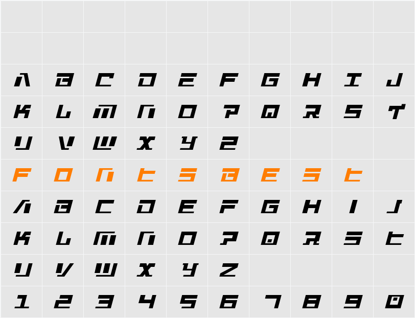 War Machine Condensed Character Map
