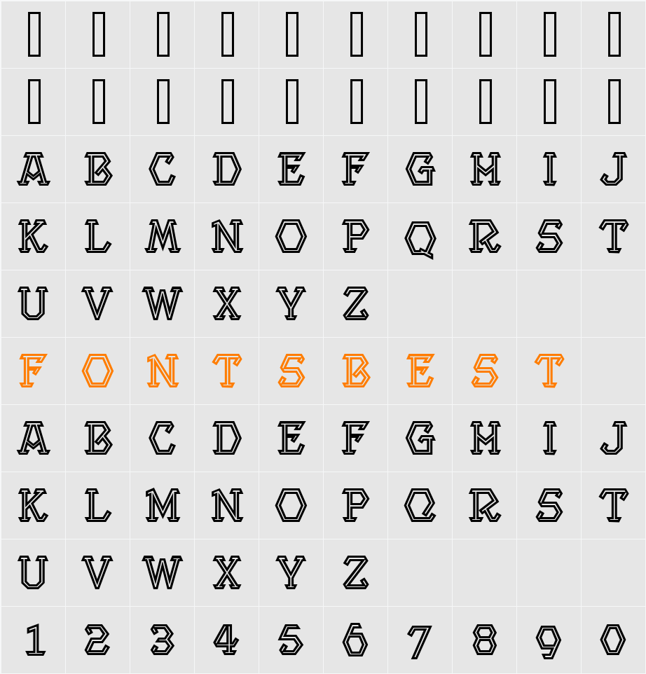 ProjectBold Inline Character Map
