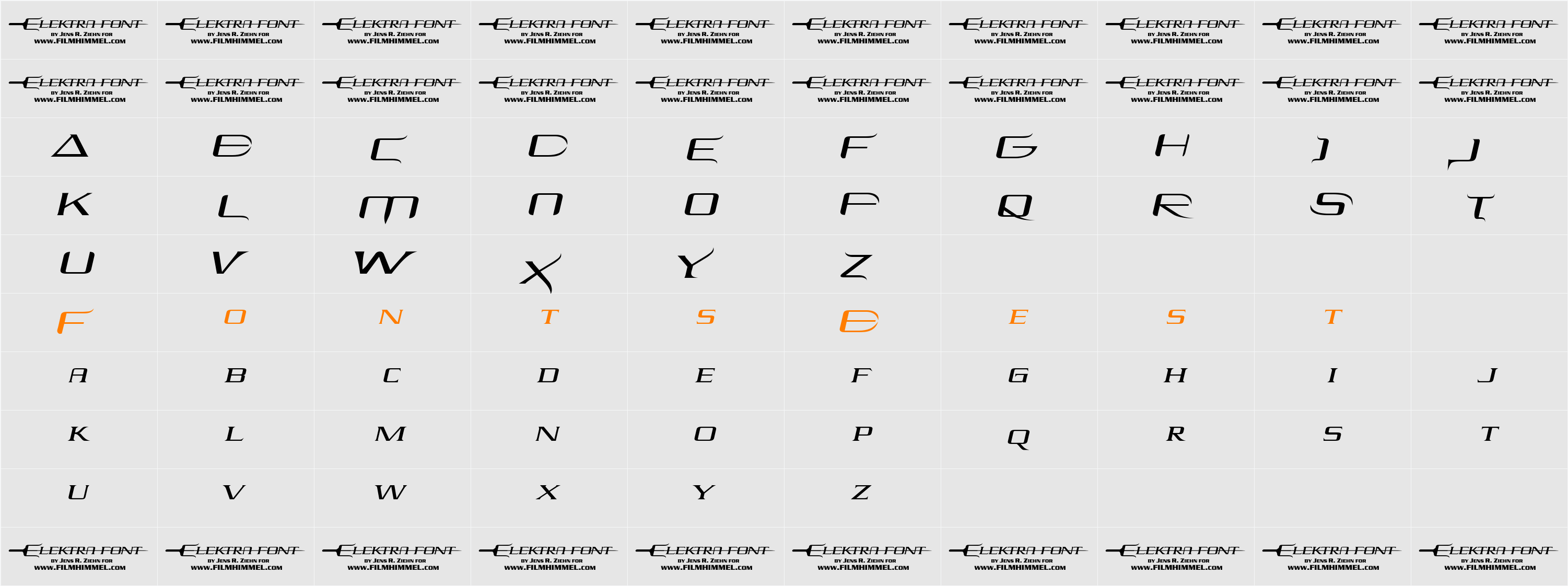 Elektra Character Map