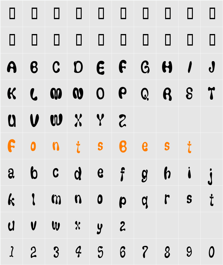FlufCondensed Character Map