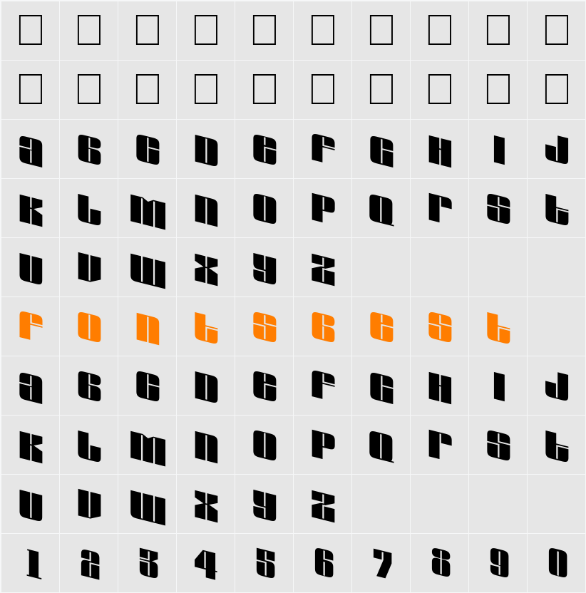 a_GlobusSpDn Character Map