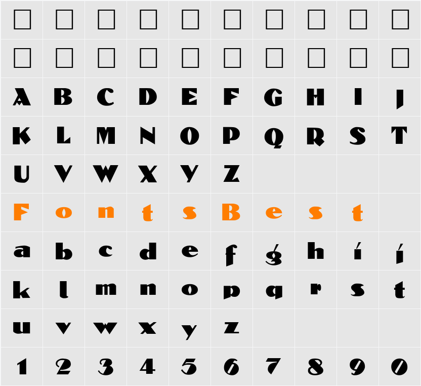 Dolmen Character Map