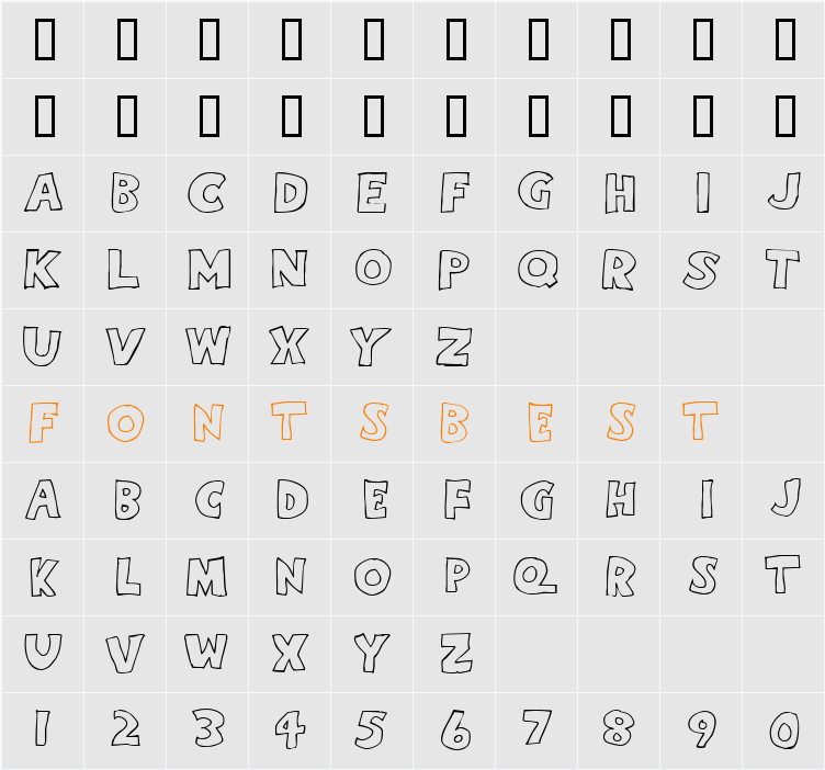 Eighty Percent Caps Outline Character Map