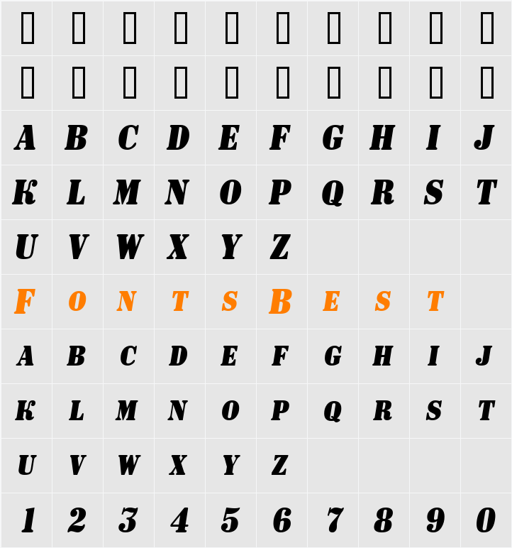 a_SignboardCpsNr Character Map