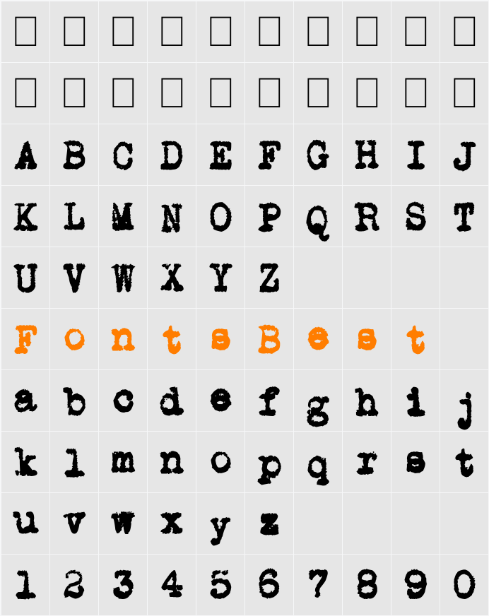 L.C. Smith 5 typewriter Character Map