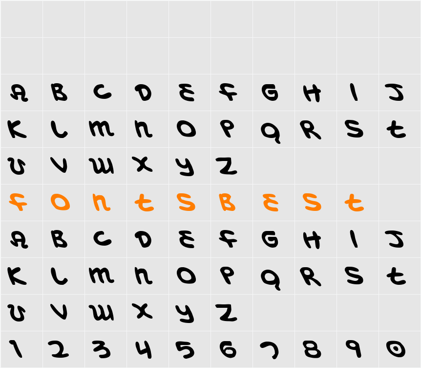 Magic Beans Leftalic Character Map