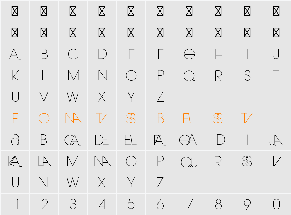Laranjha Pro Fraco Character Map