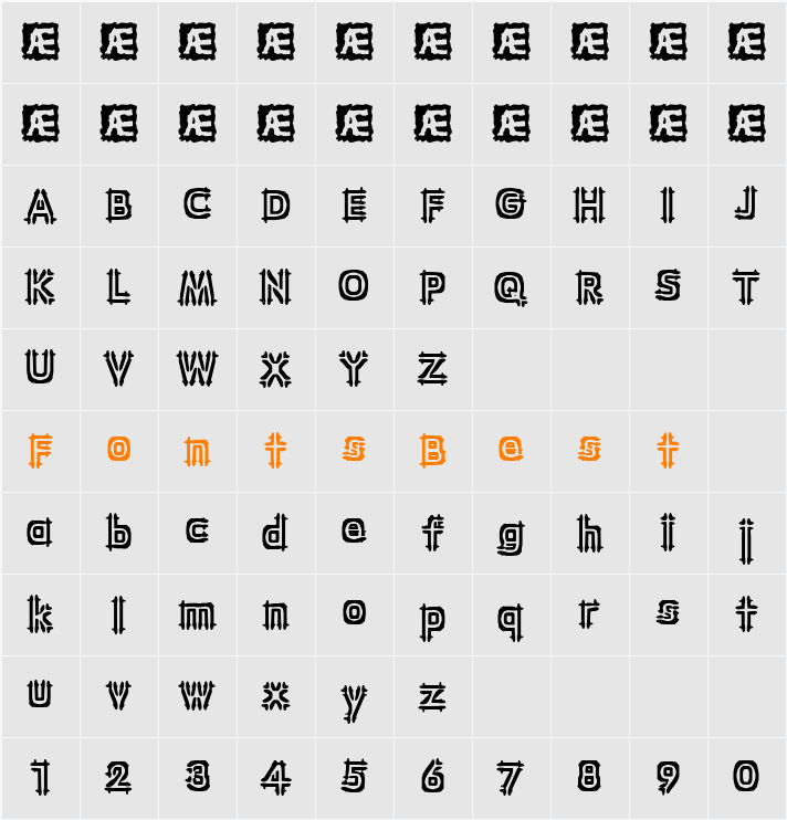 Wincing (BRK) Character Map