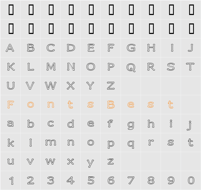 Drummon Outline Character Map