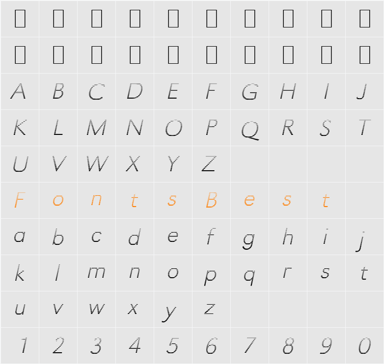 TomBeckerGradientE-Xlight Character Map