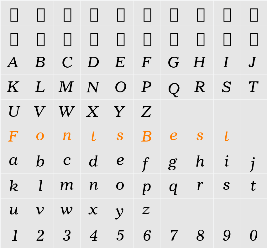 Imperial BT Character Map