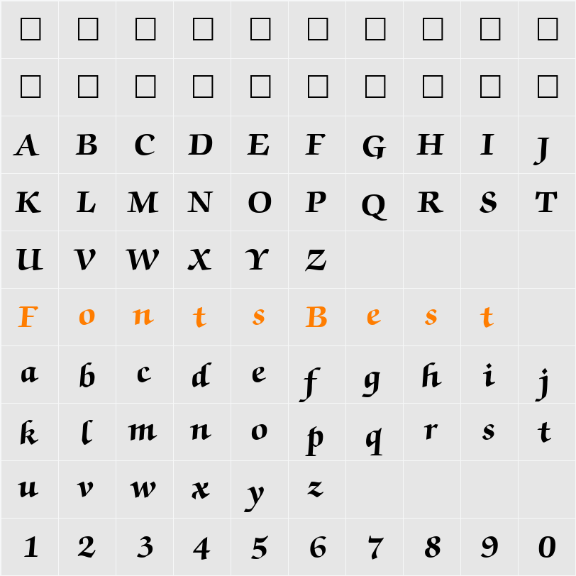 QTChanceryType Character Map