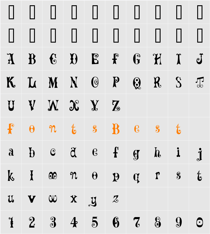 GE Frills Character Map