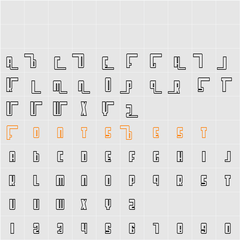 SF Cosmic Age Outline Character Map
