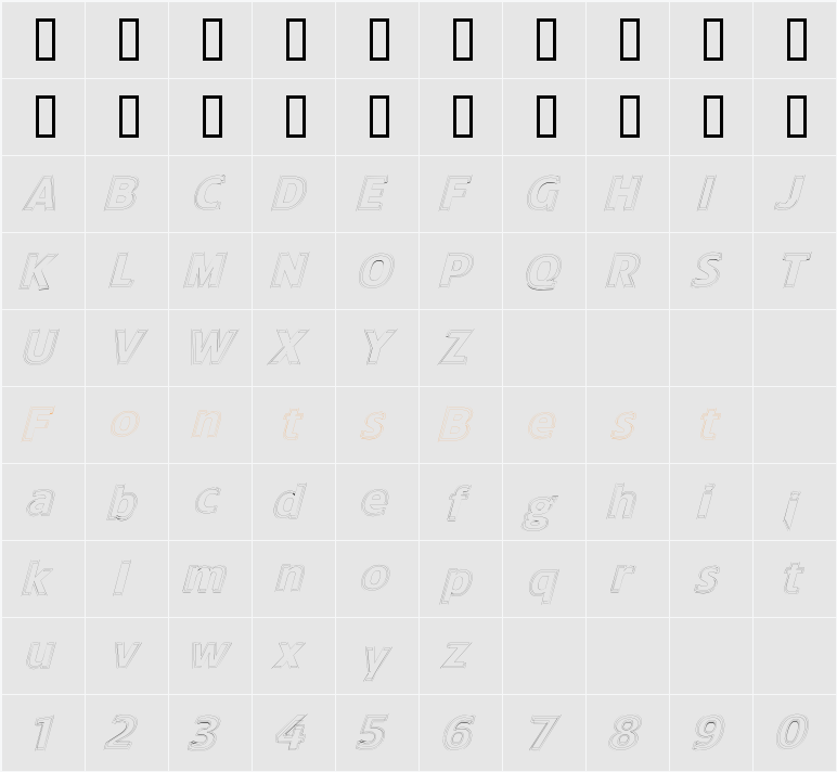 DelineateHollowSlanted Character Map