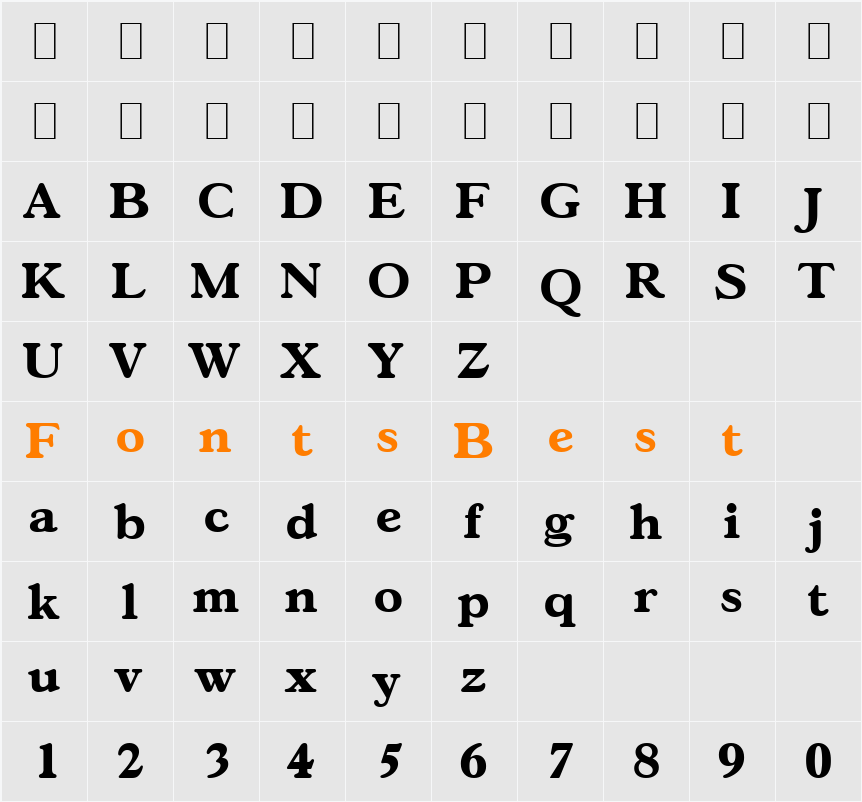 Gascogne-Serial-ExtraBold Character Map