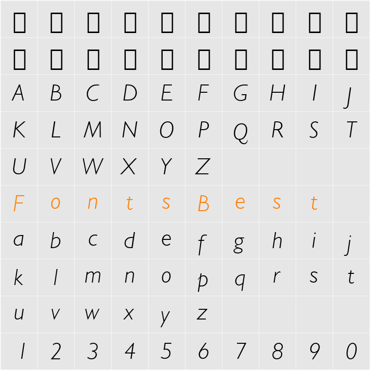 Humanst521 Lt BT Character Map