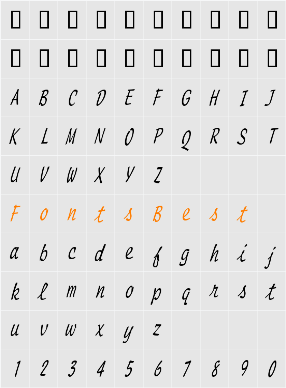 ScriptMonoCondensed Character Map