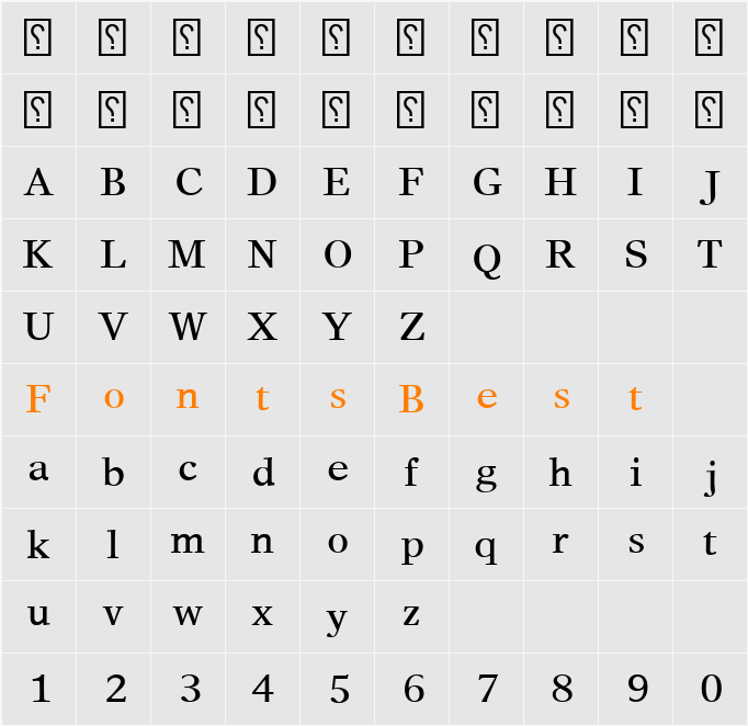Yakout Linotype Light Character Map
