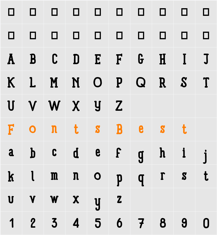 Panforte Serif Character Map