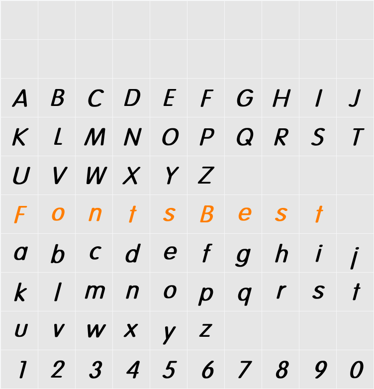 Vogue-Normal Bold Italic Character Map