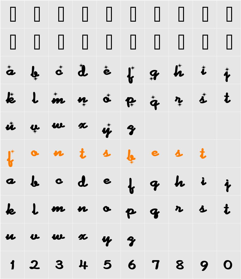 Sugar Date Character Map