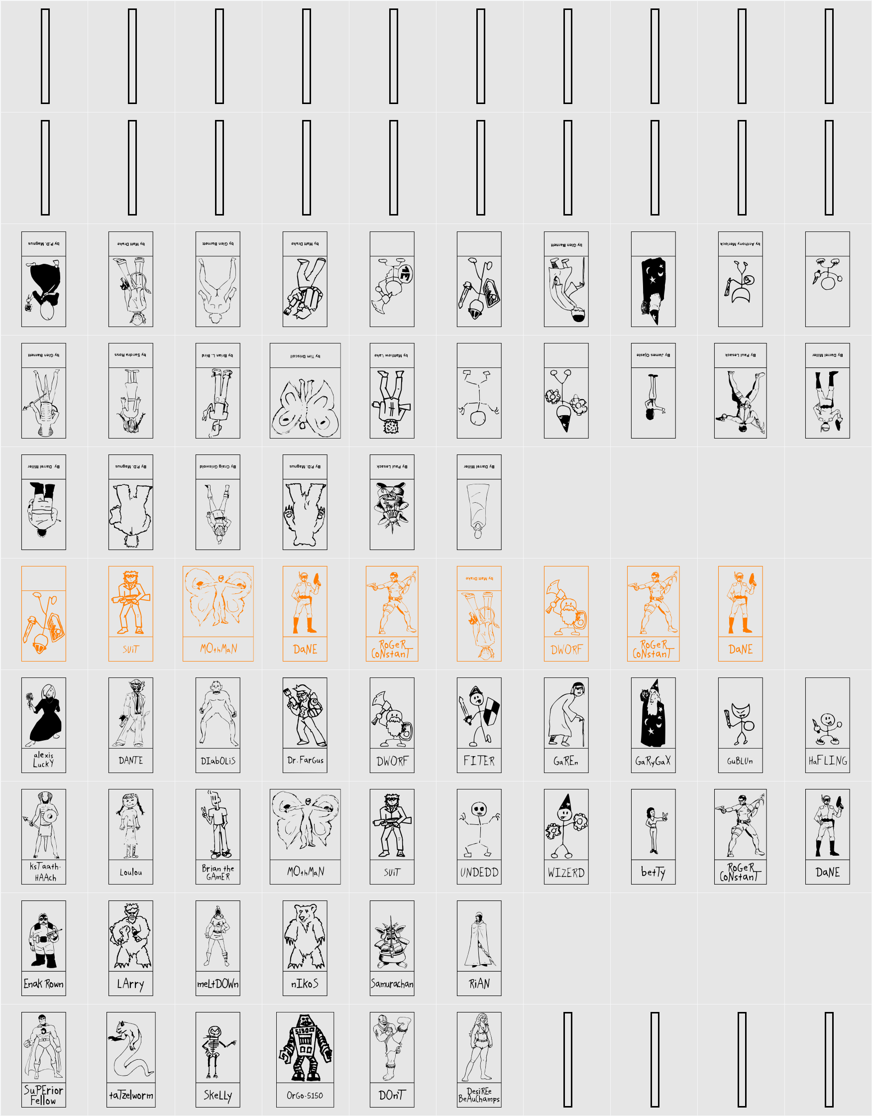 SPARKS Scrapbook Character Map