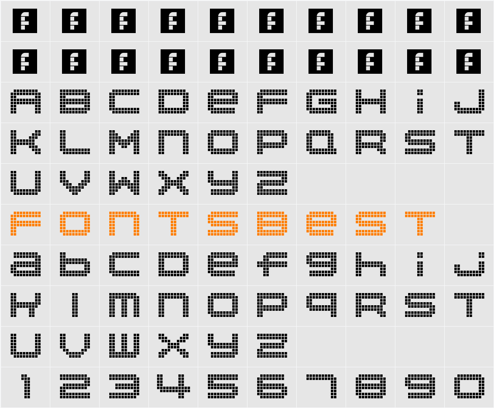 Disorient Pixels Character Map