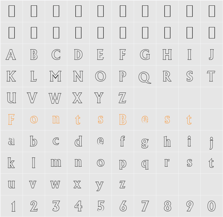 JacobBeckerOutline Character Map