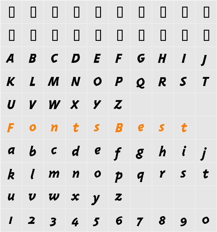 TriplexItalicExtrabold Character Map