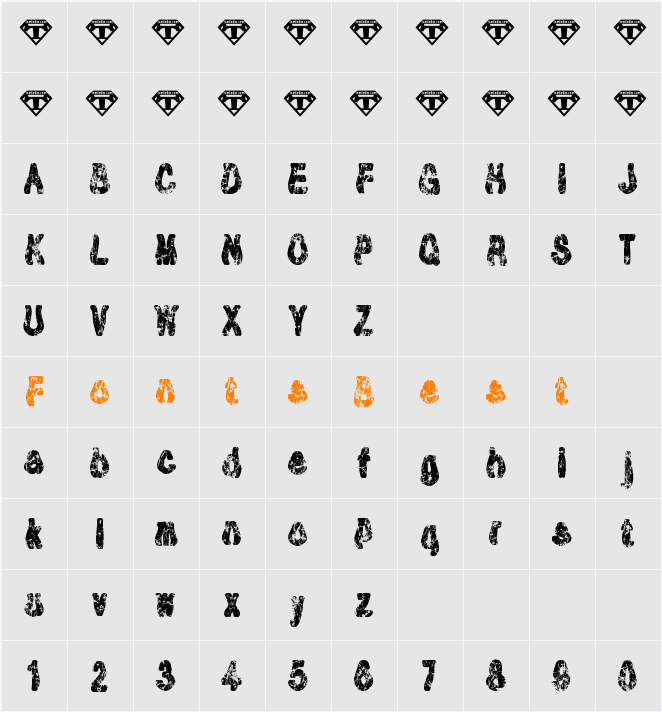 Tioem-Black-Distressed Character Map