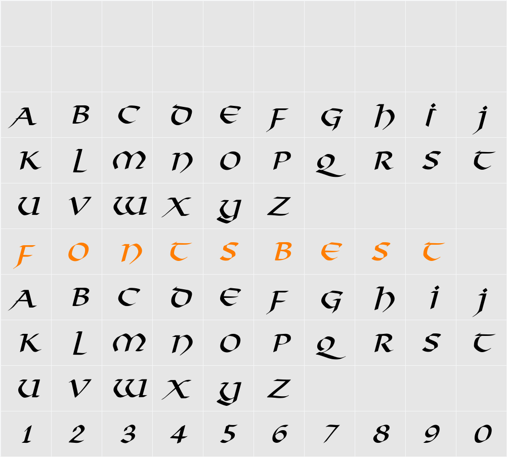 Viking-Normal Italic Character Map