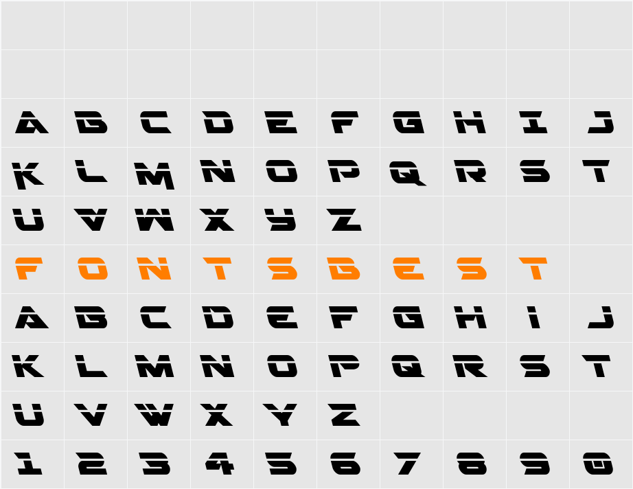 Gemina 2 Laser Leftalic Character Map