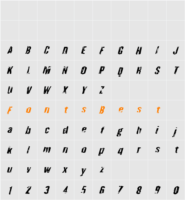 Quarrystone Italic Character Map