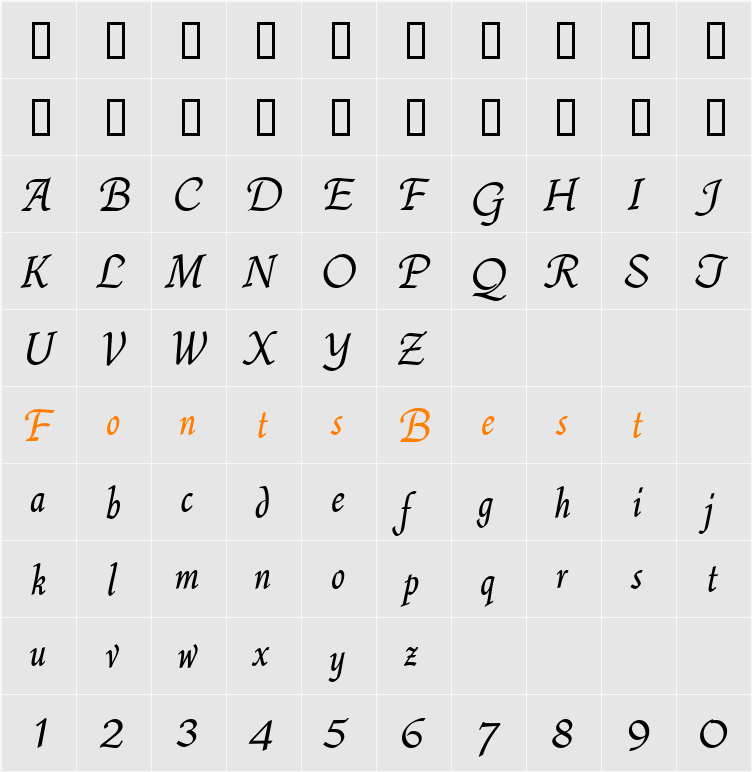 Quill Character Map
