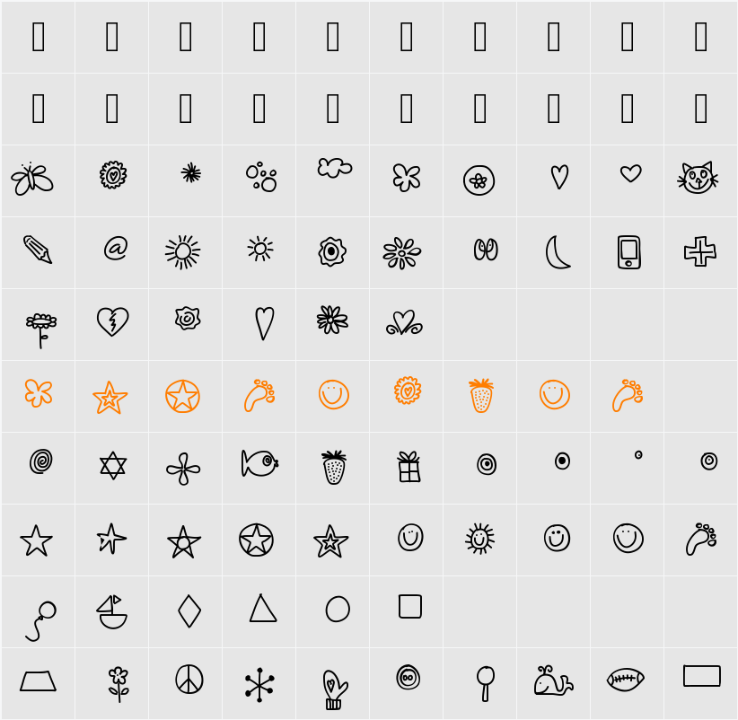 HelloDoodles Character Map