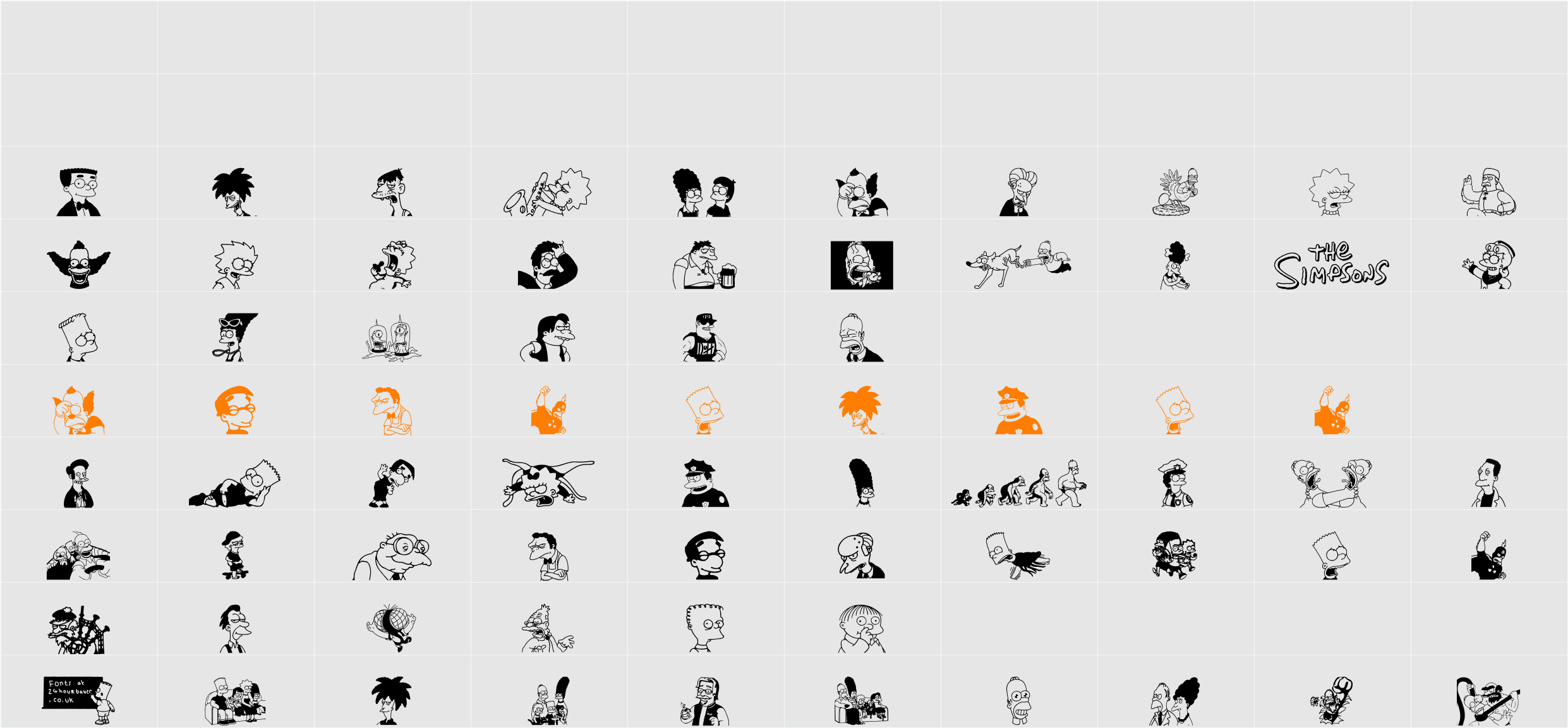 Simpsons Mmmm...Font Character Map